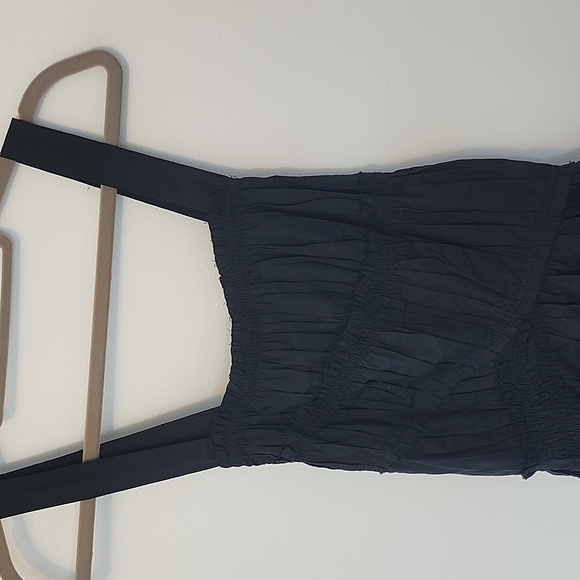 Free People size S cotton black pockets pinafore tie straps - Picture 2 of 8